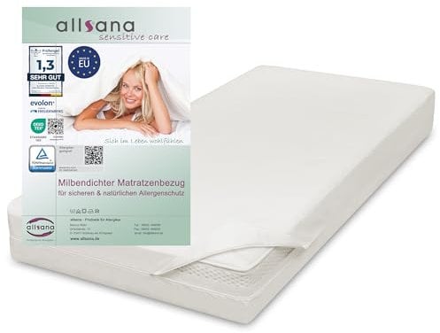 Allsana Coprimaterasso con allergie, 90 x 200 x 24 cm, anallergico, antiacari, per persone allergiche alla polvere, rivestimento intermedio per il materasso, certificato TÜV