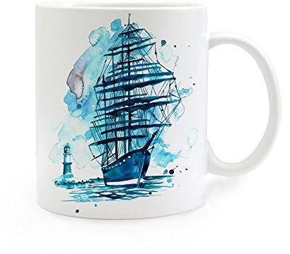 Tasse Becher Kaffeetasse Kaffeebecher Segler Leuchtturm Schiff ts256