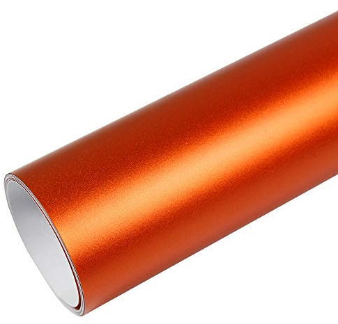 Rapid Teck® 15,79€/m Premium MATT Chrom Orange - 50cm x 1,52m - Blasenfrei mit Luftkanälen - Auto Folierung - Car Wrapping Folie - Schwarze Folie Auto