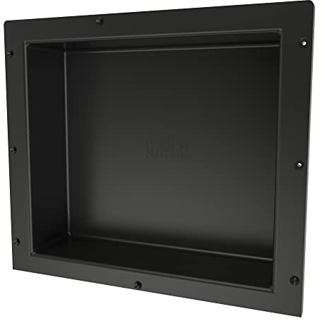 Tile Redi USA Niche Single Recessed Shower Shelf – Black, One Inner Shelf, 16-Inch Width x 14-Inch Height x 4-Inch Depth