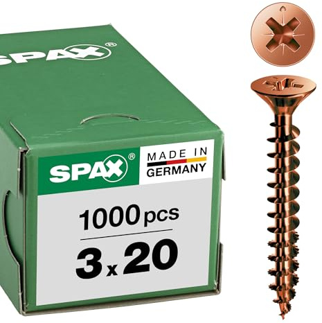 SPAX Universalschraube, 3,0 x 20 mm, 1000 Stück, Kreuzschlitz Z1, Senkkopf, Teilgewinde, 4CUT, Brüniert C1A, 1081140300205