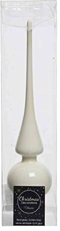 Christbaumspitze aus Glas (wollweiß Glanz) 26cm Weihnachtsdeko Baumspitze Deko