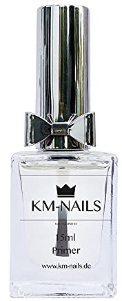 KM-Nails Gel & Acryl Primer mit Pinsel [Studio-Qualität] Starke Haftung » Entfettend « Haftvermittler – 15ml HEMA frei