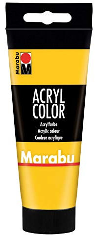 Marabu 12010050021 - Acryl Color mittelgelb 100 ml, cremige Acrylfarbe auf Wasserbasis, schnell trocknend, lichtecht, wasserfest, zum Auftragen mit Pinsel und Schwamm auf Leinwand, Papier und Holz