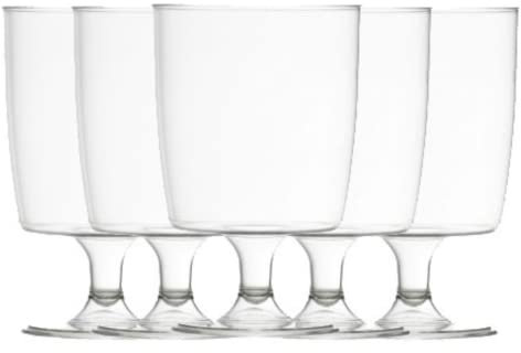 50 copas de vino desechables de plástico (200 ml) ideales para picnics, camping y glamping, festivales, piscina al aire libre, barbacoa, jardín y ocasiones especiales. Paquete con 4 alfombrillas AIOS en caja.