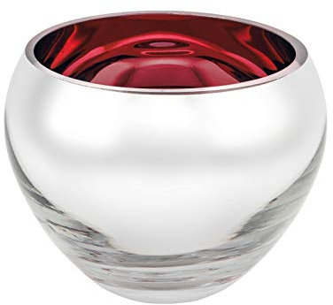 Fink COLORE Teelichthalter Glas rot spülmaschinengeeignet, Größe: 9 cm, Durchmesser: 12 cm, 115006, 9 x 12 cm