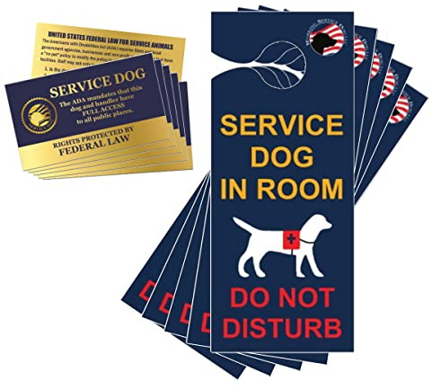 Service Dog Travel Kit – Includes 5 “Do Not Disturb” Door Hangers + 5 ADA/FAA Federal Law Handout Cards – Hotel Room Privacy Signs & Informational Cards for Traveling with a Service Dog – Made in USA