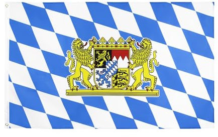Bayern Fahne 60 x 90 cm Bayrische Flagge mit Wappen wetterfest mit Ösen