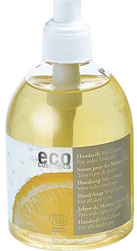 eco cosmetics Bio Handseife mit Zitrone - Seifenspender (1 x 300 ml)