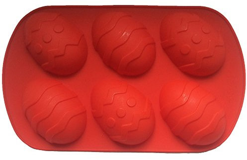 Grande 3D Moldes para Chocolate Silicona 6 Unidades Huevos de Pascua 32x19x3cm Cada uno Dimensiones 10x7cm