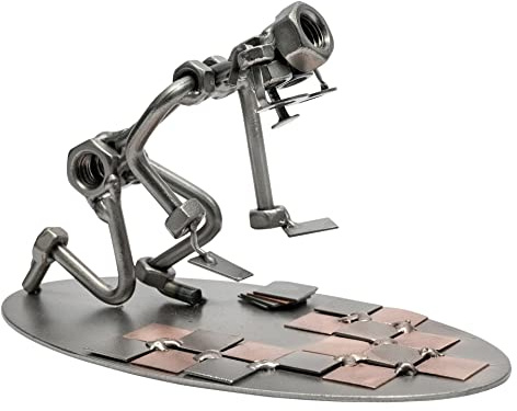 STEEMO Schraubenmännchen Fliesenleger Handwerker Geschenk Metall-Deko 18x10x11cm