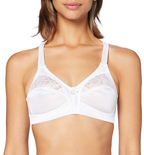 Marlon Libby Satin & Lace Detail Non-Wired Bra, White, 34E