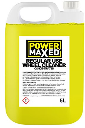 Power Maxed Non Acid Alloy Wheel Cleaner 5L – Safe Wheel Cleaner for All Alloy Types – Removes Brake Dust, Grease & Road Grime – Car Wheel Cleaning Spray for Diamond Cut & Painted Wheels