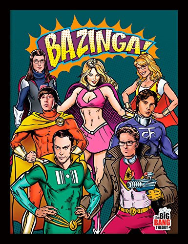 Pyramid International The Big Bang Theory (Superheroes) 30x40 cm gerahmter Druck, 250GSM PAPERWRAP MDF, Mehrfarbig, 44 x 33 x 4 cm