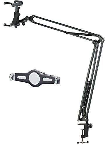 Callstel Tablethalterung Bett: Stabiler XXL-Tablet-Schwenkarm zur Tisch-Montage, auch kompatibel mit iPad Pro (Tablethalter Schwanenhals, Universal Tablet-Halterung, Tischplatte)
