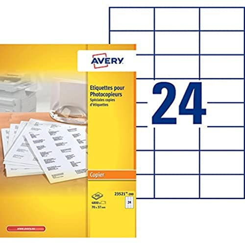 Avery 23521-200 Etiketten für Kopierer 70 x 37 mm 4.800 Stück Weiß