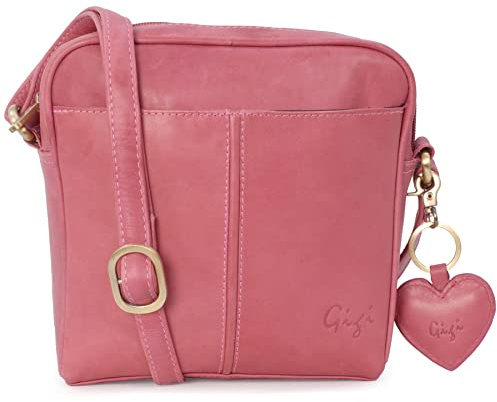 Gigi - Borsa a Tracolla Piccola in Vera Pelle - Borsetta Donna - Borsa a Mano con Tracolla Regolabile - 22-29 - Rosa Magenta