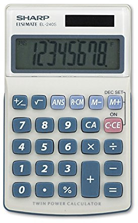 SHARP EL-240SA Taschenrechner (Solar, 8 Stellen) Lichtgrau