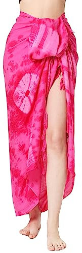 Ciffre Pareo Wickelrock Strandtuch Sarong Sauna Tuch Wandbehang PINK Batik + Schnalle