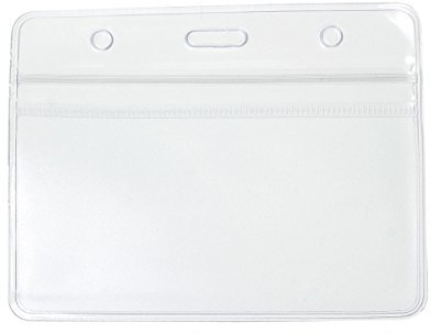 CKB LTD Lot de 10 Porte-badges en plastique transparent Souple Horizontal Conférences Visiteurs Événements Carte d'identité Standard Étanche 10 x 8cm Format de l’insert 9.8 x 6cm