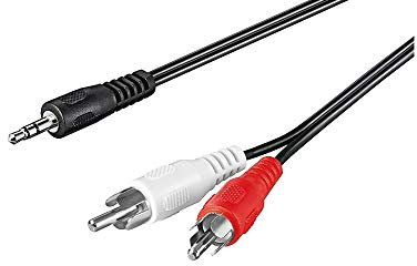 goobay Câble Adaptateur Audio AUX, Prise Jack 3.5mm vers Cinch Mâle Stéréo, CU, Noir, 0.5m Longueur de Câble