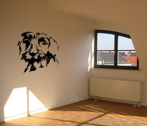 blattwerk-design Wandtattoo, Rauhaardackel, Dackel, Hund, Größen Stehen zur Auswahl (M081 Hellbraun, 500 mm x 450 mm)