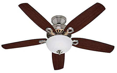 HUNTERFAN Ventilatore da Soffitto Builder Deluxe 132cm per Interni con Luce e Catena a Strappo, con 5 Pale Reversibili in Ciliegio e Noce, Ideale per l'Estate e l'Inverno, Modello 50571