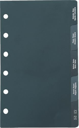 rido/idé 7067802 Kalender-Register aus Hartfolie schwarz für Timer Timing 3, 5-teilig