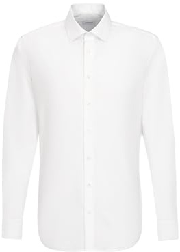 Chemise business Seidensticker pour homme - Coupe ajustée - Infroissable - Col Kent - Manches extra longues - 100 % coton