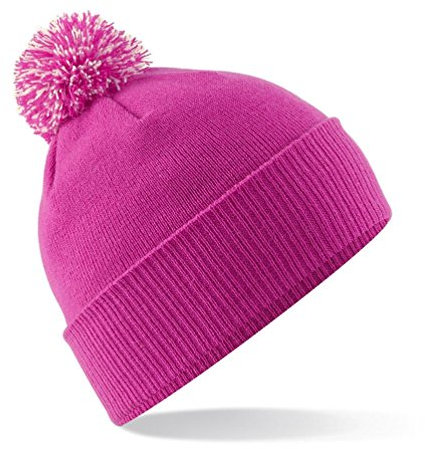Beechfield HeadwearHerren Strickmütze, Fuchsienfarbig/Weiß,