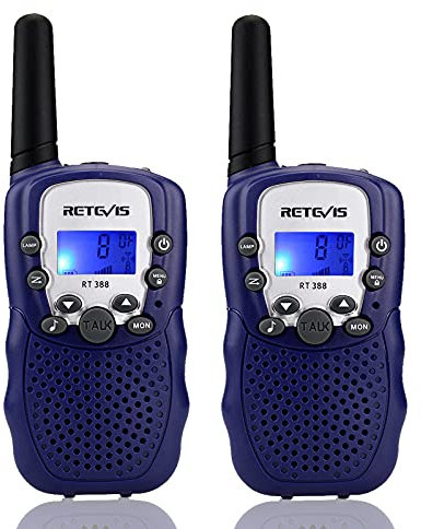 Retevis RT388 Walkie Talkie Kinder,Funkgeräte Kinder Langstrecken Taschenlampe,Spielzeug ab 4-12 Jahre,Geschenke Junge Mädchenfür Familienspiel, Radtouren, Ausflug(1 Paar,Dunkelblau)