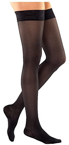 medi MJ-1 Metropole Kompressions-Schenkelstrümpfe | Größe L | Farbe: Jet Black | L1 Kurz | Damen