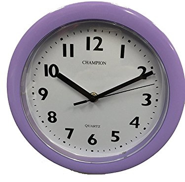 CHAMPION QUARTZ WALL CLOCK LILAC WITH WHITE DIAL
