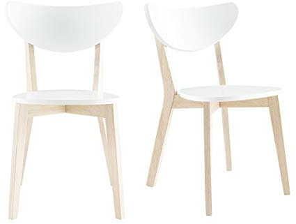 Miliboo Design-Holzstuhl mit Weiß Leena (2 Stck.)