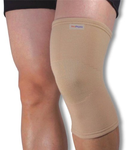 NeoPhysio Medical Grade Elastic Compression Knee Support Beige Tubular Sleeve - Large = 38-42cm
