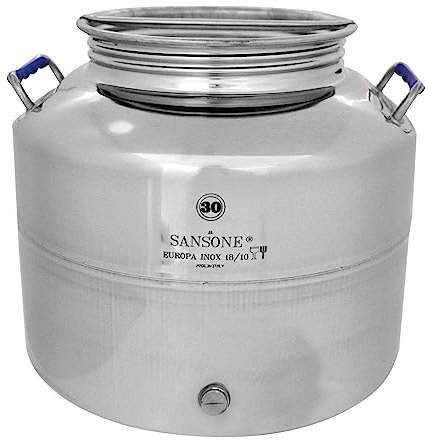La Nuova Sansone - Fusto contenitore in acciaio inox, Acciaio inossidabile, 30 litri