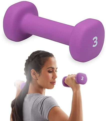 Gaiam Dumbbell Hand Weight (Sold in Singles) - Neoprene Coated Exercise & Fitness Dumbbell for Home Gym Workouts and Strength Training - Free Weights for Women and Men (3lb, Purple)