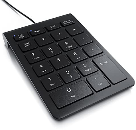CSL - Numpad Keypad inkl. Mulitmediatasten - USB-Nummerntastenfeld - Nummernblock Zusatztastatur - 3 Multimedia Keys - 19 Tasten - für Laptop Ultrabook Netbook Desktop PC - kabelgebunden