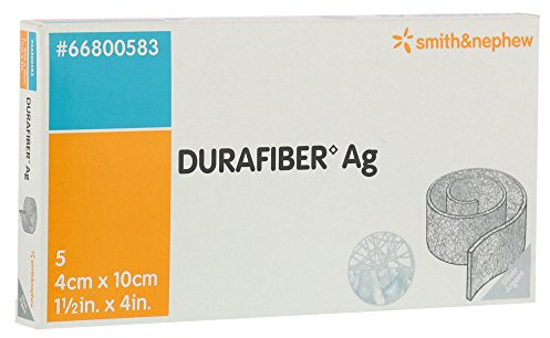 DuraFiber antimikrobielle Ag Silber Kompresse, 10 x 4 cm