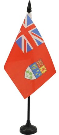 AZ FLAG - Drapeau De Table Canada WWII - 15x10 cm - Mini Drapeau Canadien De Guerre De Bureau 100% Polyester Avec Hampe De 25cm Et Socle En Plastique Noir