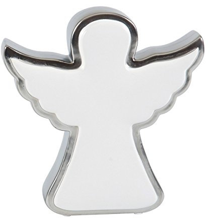 Christliche Geschenkideen °* Engelfigur aus Porzellan, weiß/Silber, wunderschöne Deko zur Weihnachtszeit (22 cm)