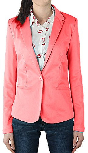 Bestgift Femme Bonbon Couleur Svelte Vestes de Taille Rosé S