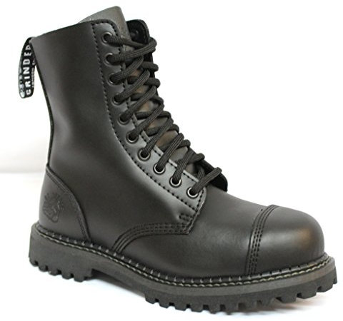 Grinders Stag Opaco Punta Sicurezza Militare Nero Metallo Stivali Unisex Punk del Motociclo 38