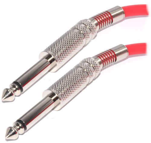 kenable 6.35mm Guitar Cable Low Noise Instrument Lead Nickel Plated Connectors Helical Shield 1/4 inch Jack to Jack Red 5m