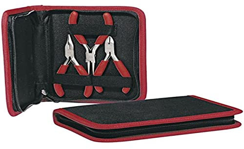 Rayher Etui de pinces pour bijoux, 1 pce., assortiment 3 pinces, acier inoxydable, arts créatifs, bijoux, réparation-8934500