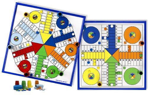 Aquamarine Games-PARCHIS 4 Y 6 Jugadores 40 CM. con FICHAS Incluidas, Multicolor, NO-Value (Compudid CPES02)