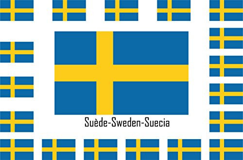 Sortiment 15 Aufkleber Vinyl Sticker flag Flagge suède-sweden-suecia