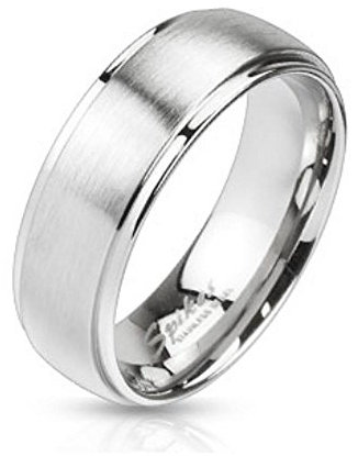 Bungsa 52 (16.6) Ring Edelstahl Gebürstet mit 2 hochglanzpolierten Aussenringen SCHMUCKRING für Damen und Herren Silber (Ring Damen Fingerring Partnerringe Verlobungsringe Trauringe Chirurgenstahl)