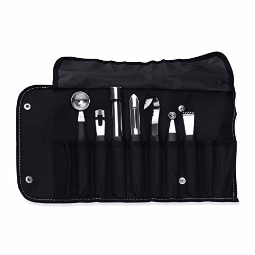 BergHoff Garnierset 8-teilig Essentials (mit Falttasche, Zitronenschaber, Melonenformer, Ziseliermesser, Butterformer, Apfelausstecher, Schäler, Obst-Schneideset, Kochutensilien) 1108478