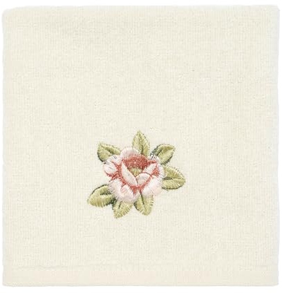 Avanti Linens Rosefan Waschlappen, elfenbeinfarben | 100 % Baumwolle, weich und saugfähig, Plüsch-Frottee, schnell trocknend, maschinenwaschbar